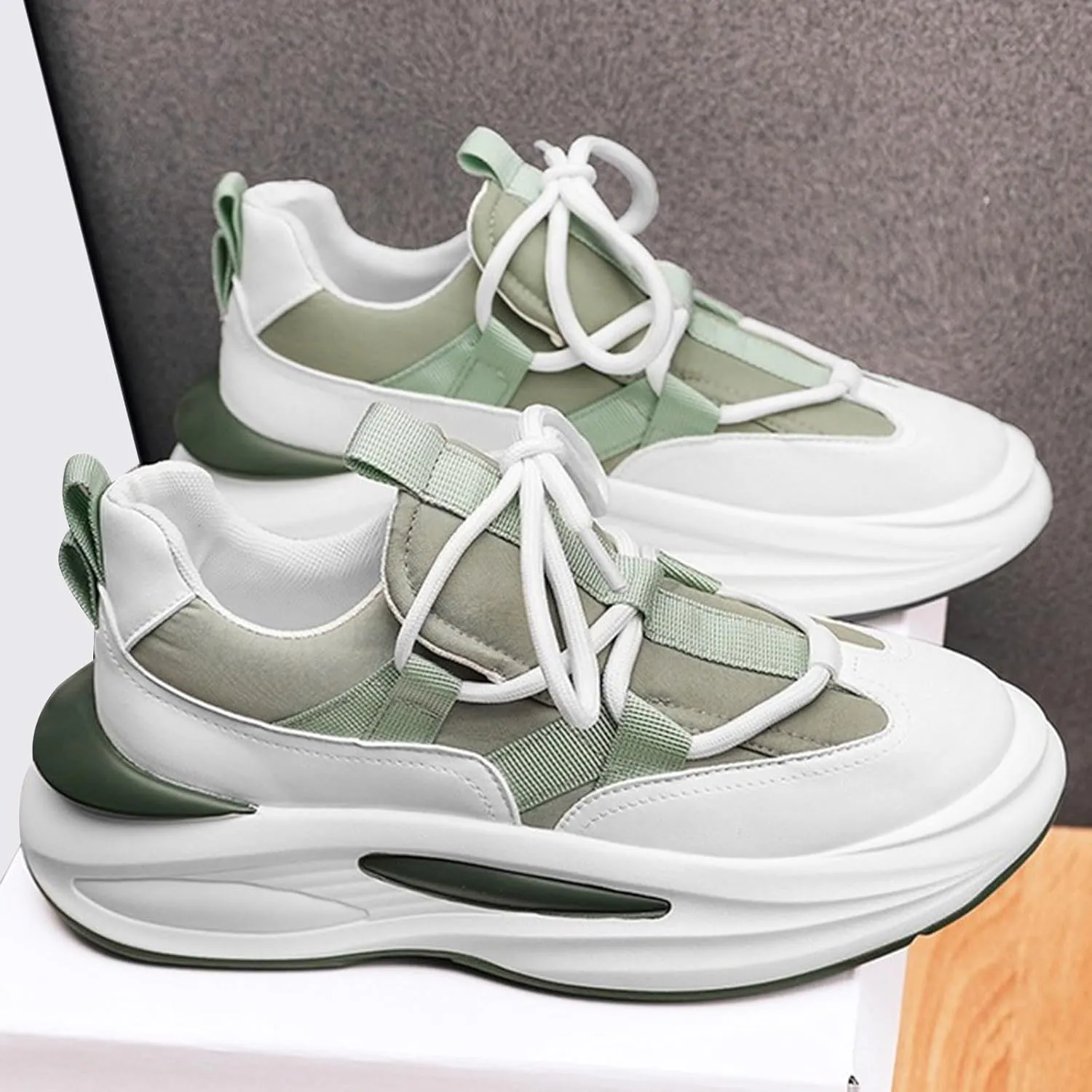 Arch Support Sports Shoes for Men Air Cushion Sole Breathable Shoes Comfortable Lace Up Lightweight Sneaker