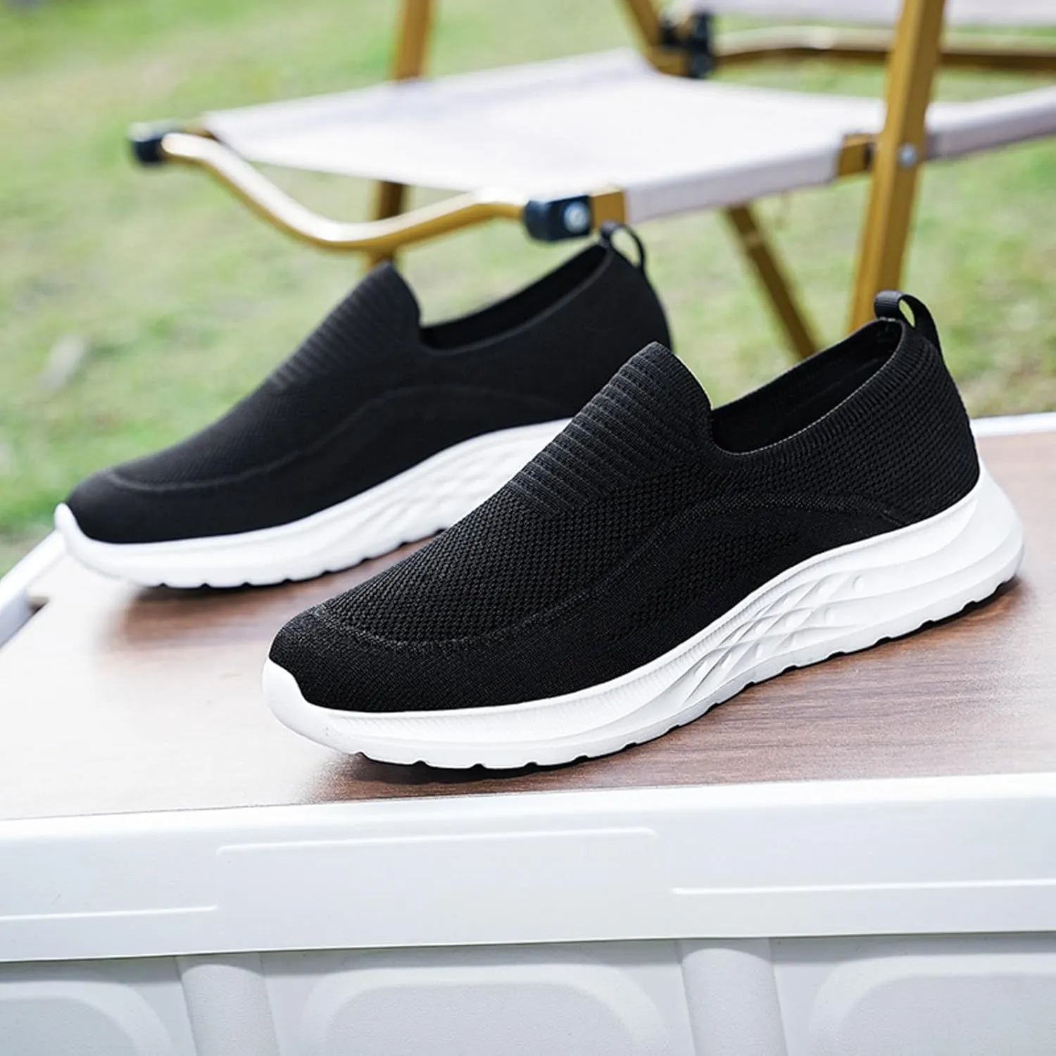 Arch Support Sports Shoes for Men Lightweight Cushion Sneaker Convenient Slip On Shoes Jogging Sneaker Men Leather