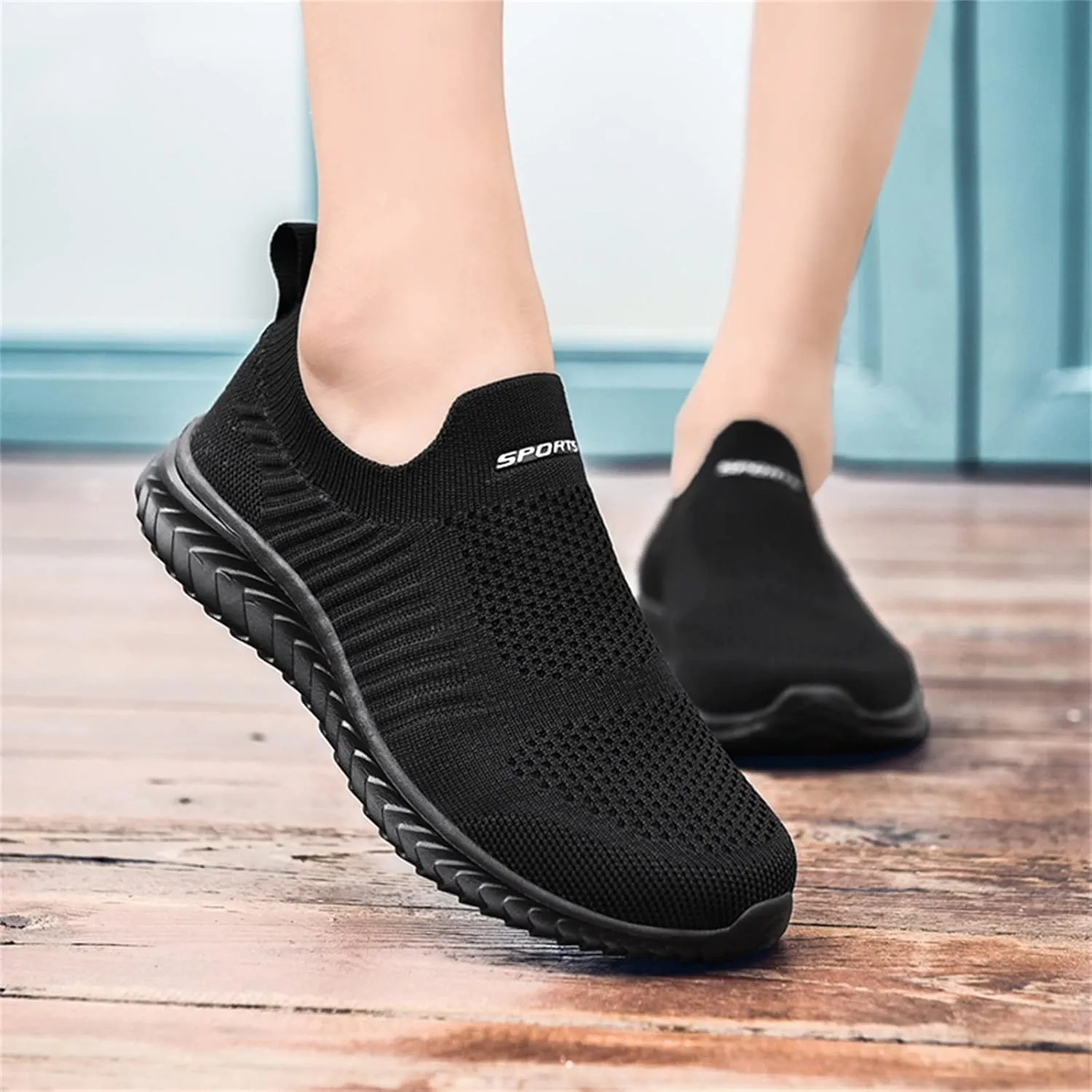 Breathable Slip on Sneakers for Women Breathable Zero Drop Adjustable Barefoot Shoes Lightweight Workout Shoe