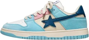 Canvas Y2K Vintage Star Pattern Lace Up Sneakers Lightweight Fashion Non Slip Casual Shoes for Teen Girls Outdoor School Streetwear Best Friend Look Pink