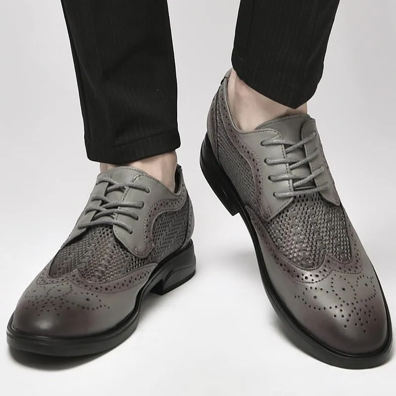 Classic Lace-up Formal Tuxedo Shoes Breathable Hollow Dress Shoes Business Oxfords Formal Brogues Office Shoe