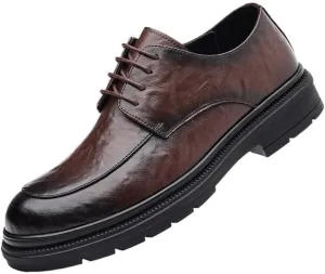 Comfortable Men's Derby Dress Shoes Professional Workplace Flexible Leather with Shock-Absorbing Heel