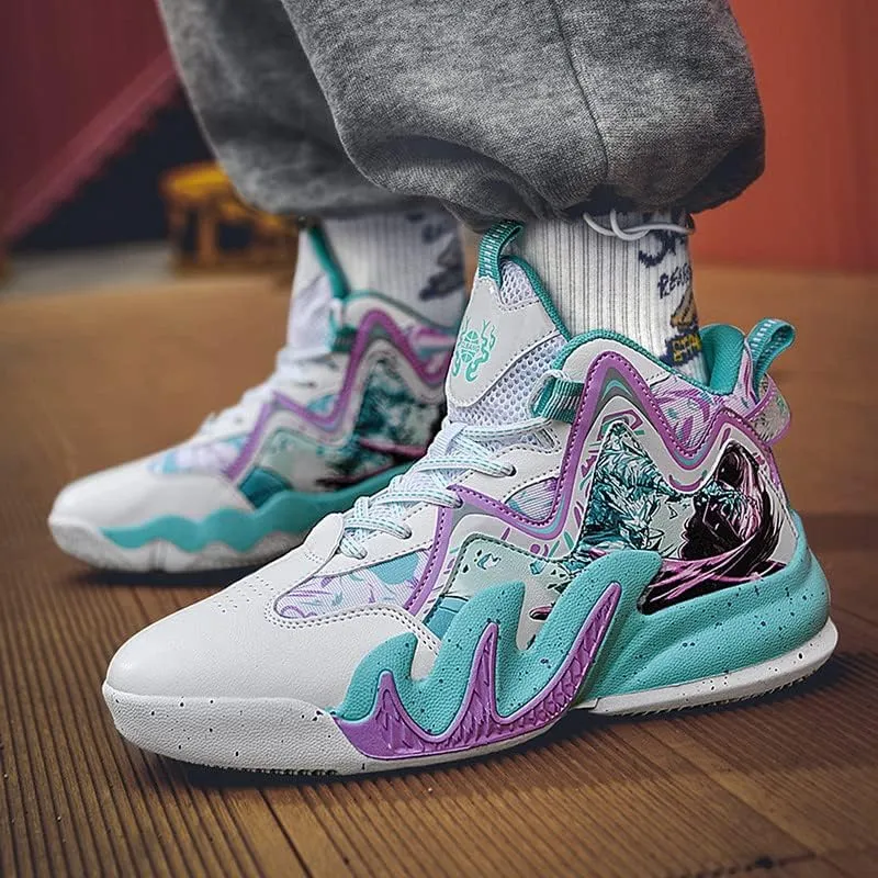 DHOVOR Men's Women's Basketball Shoes, Youth High Top Fashion Basketball Sneakers, Anti Slip Basketball Trainers, Sports Shoes for Mens Outdoor and Indoor