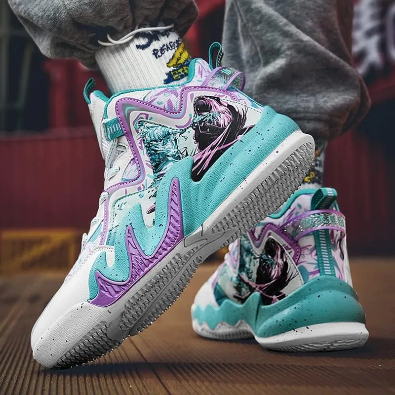 DHOVOR Men's Women's Basketball Shoes, Youth High Top Fashion Basketball Sneakers, Anti Slip Basketball Trainers, Sports Shoes for Mens Outdoor and Indoor