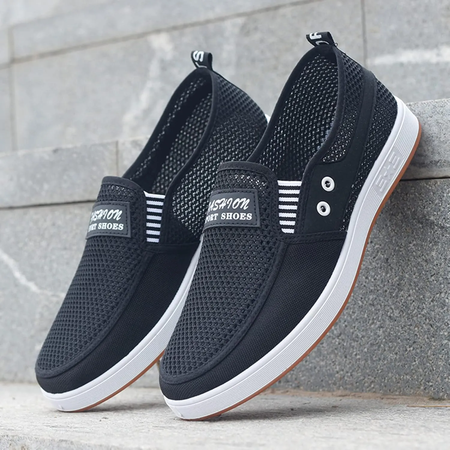 Fashion All Season Men Casual Shoes Flat Non Slip Sole Mesh Breathable and Lightweight Comfortable Slip Casual Wear Men