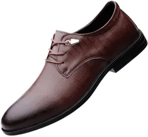 Fashion Classic Oxford Shoes Breathable Leather Wingtip Brogue Shoes for Men Lace Up Pointed Toe Casual Derby Shoes