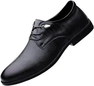 Fashion Classic Oxford Shoes Breathable Leather Wingtip Brogue Shoes for Men Lace Up Pointed Toe Casual Derby Shoes