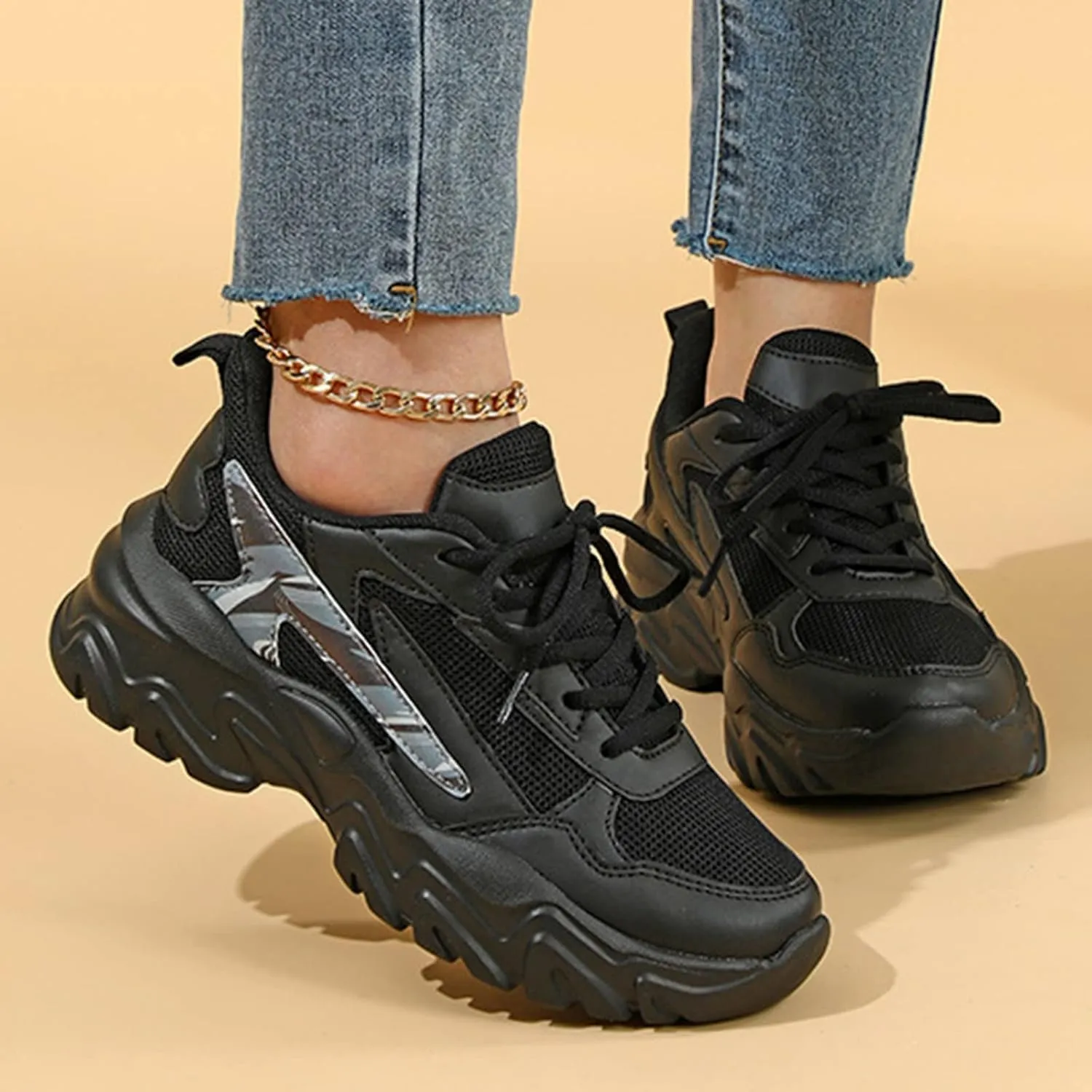Fashion High Top Sneakers for Women 2023 Tenis De Mujer para Trabajo Antideslizante D Bota Black Sneakers for Women Sneakers for Women Zapatos De Piso para Mujer Elegantes Negros
