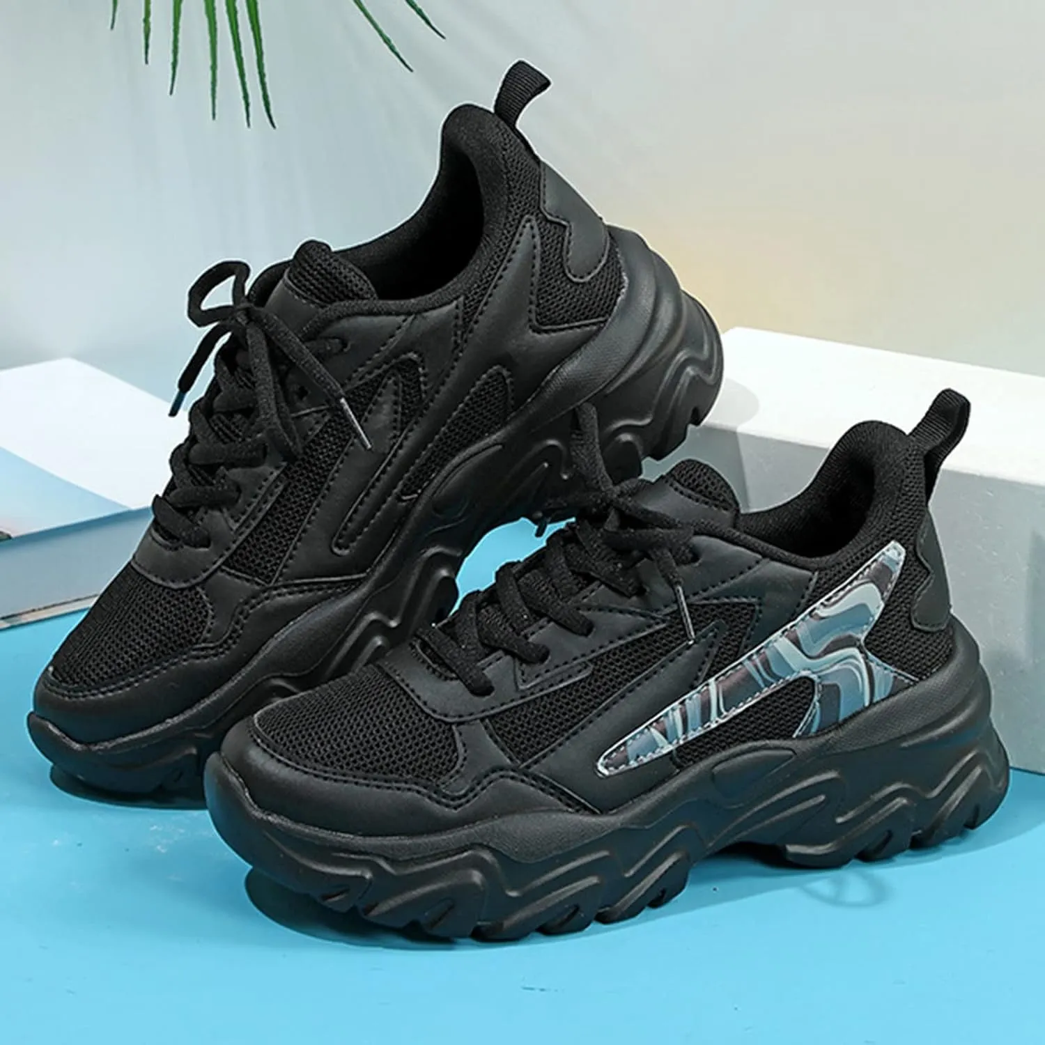 Fashion High Top Sneakers for Women 2023 Tenis De Mujer para Trabajo Antideslizante D Bota Black Sneakers for Women Sneakers for Women Zapatos De Piso para Mujer Elegantes Negros
