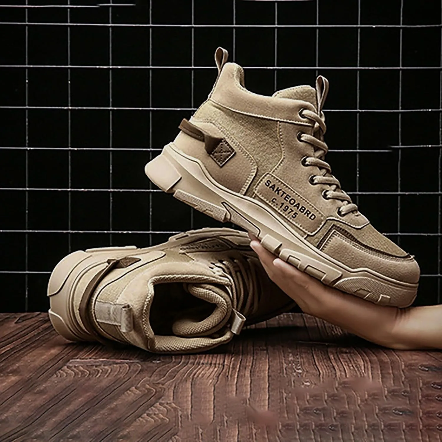 Fashion Men Breathable Comfortable Leisure Solid Color Sport Ankle Boots Climbing Shoes Composite Slip Work Boots Shoes