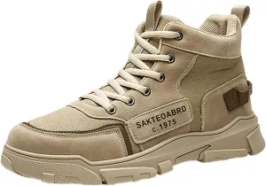 Fashion Men Breathable Comfortable Leisure Solid Color Sport Ankle Boots Climbing Shoes Composite Slip Work Boots Shoes