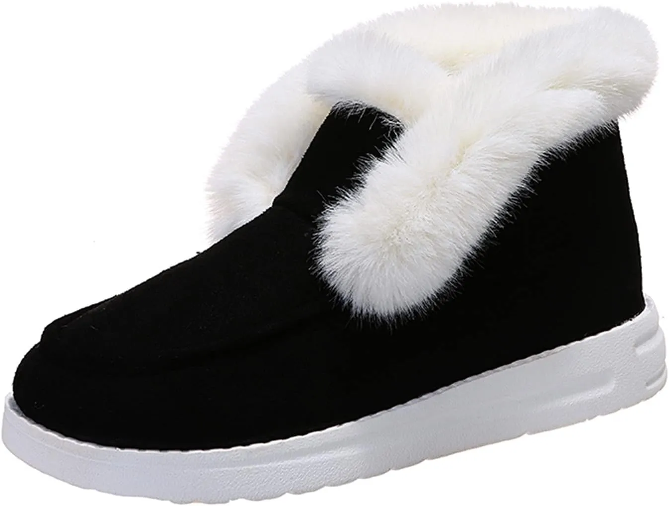 Flat Boots Cute Warm Winter Durable Shoes Casual Fashion Fur Lining Ankle Snow Boots Loafer Flats Platform Thick Plush Shoes for Women