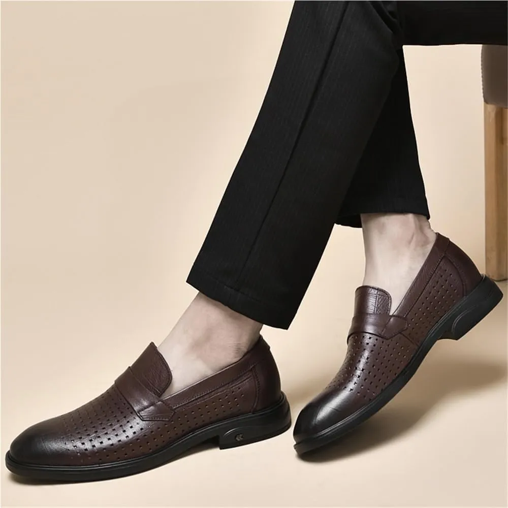 Formal Dress Shoes for Men Breathable Slip On Wingtip PU Leather Oxfords Loafers Classic Business