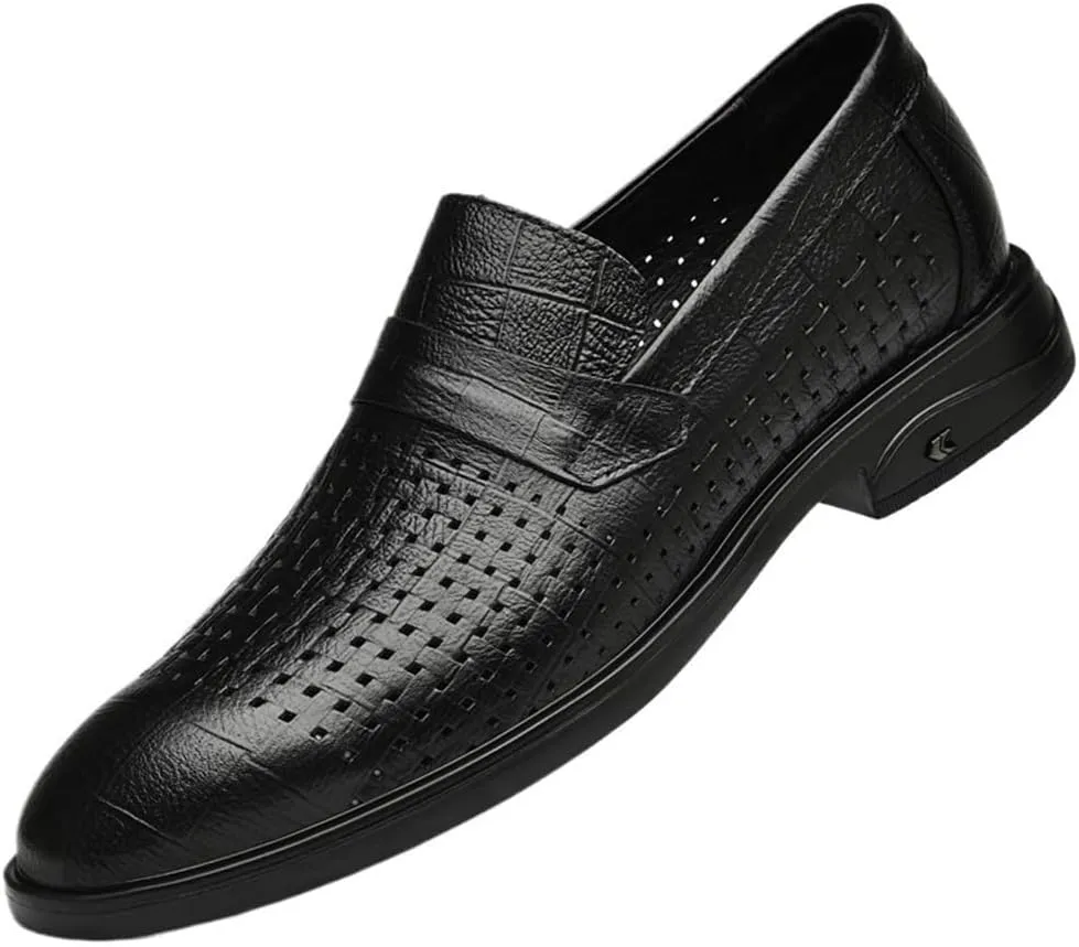 Formal Dress Shoes for Men Breathable Slip On Wingtip PU Leather Oxfords Loafers Classic Business