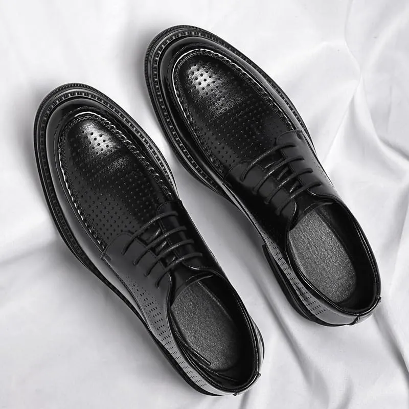 Genuine Leather Tuxedo Shoes Classic Men's Lace-Up Dress Shoes Comfortable Formal Business Oxfords