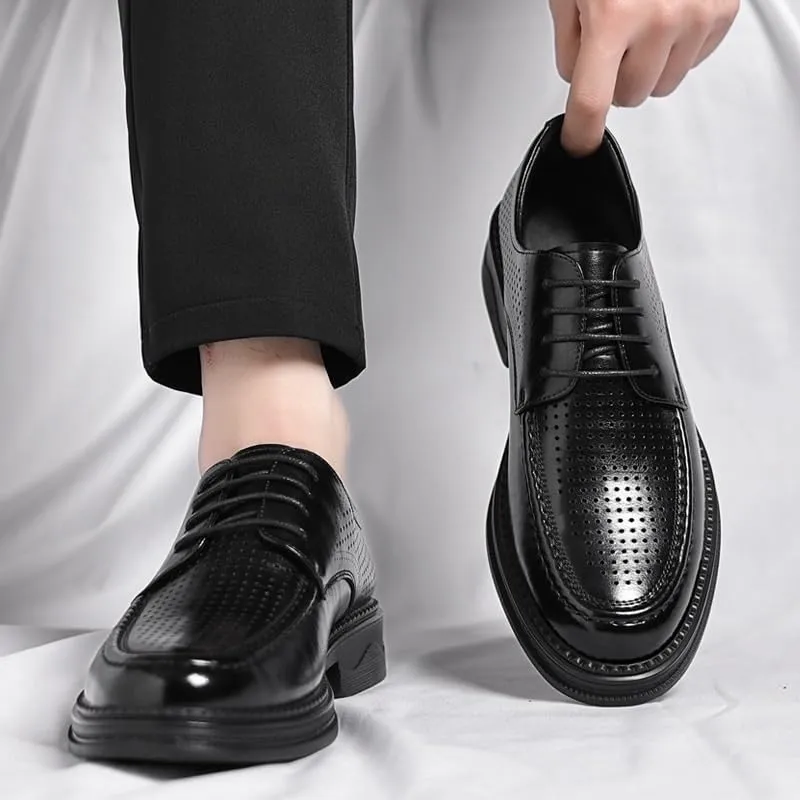 Genuine Leather Tuxedo Shoes Classic Men's Lace-Up Dress Shoes Comfortable Formal Business Oxfords