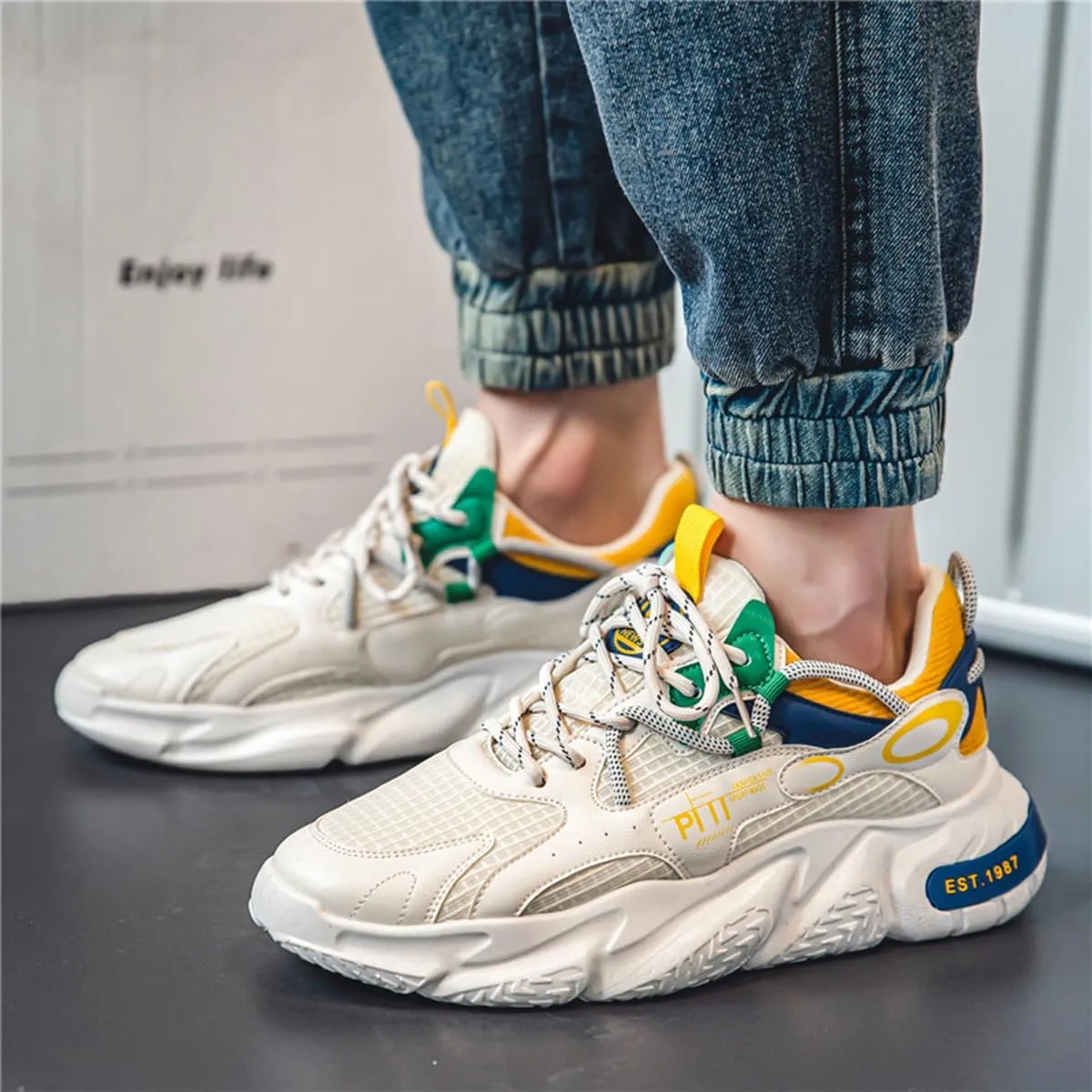 GSIGUL Men's Road Running Shoes Lightweight Walking Shoes Cushioning Mens Sneaker Athleisure Casual Shoes for Men