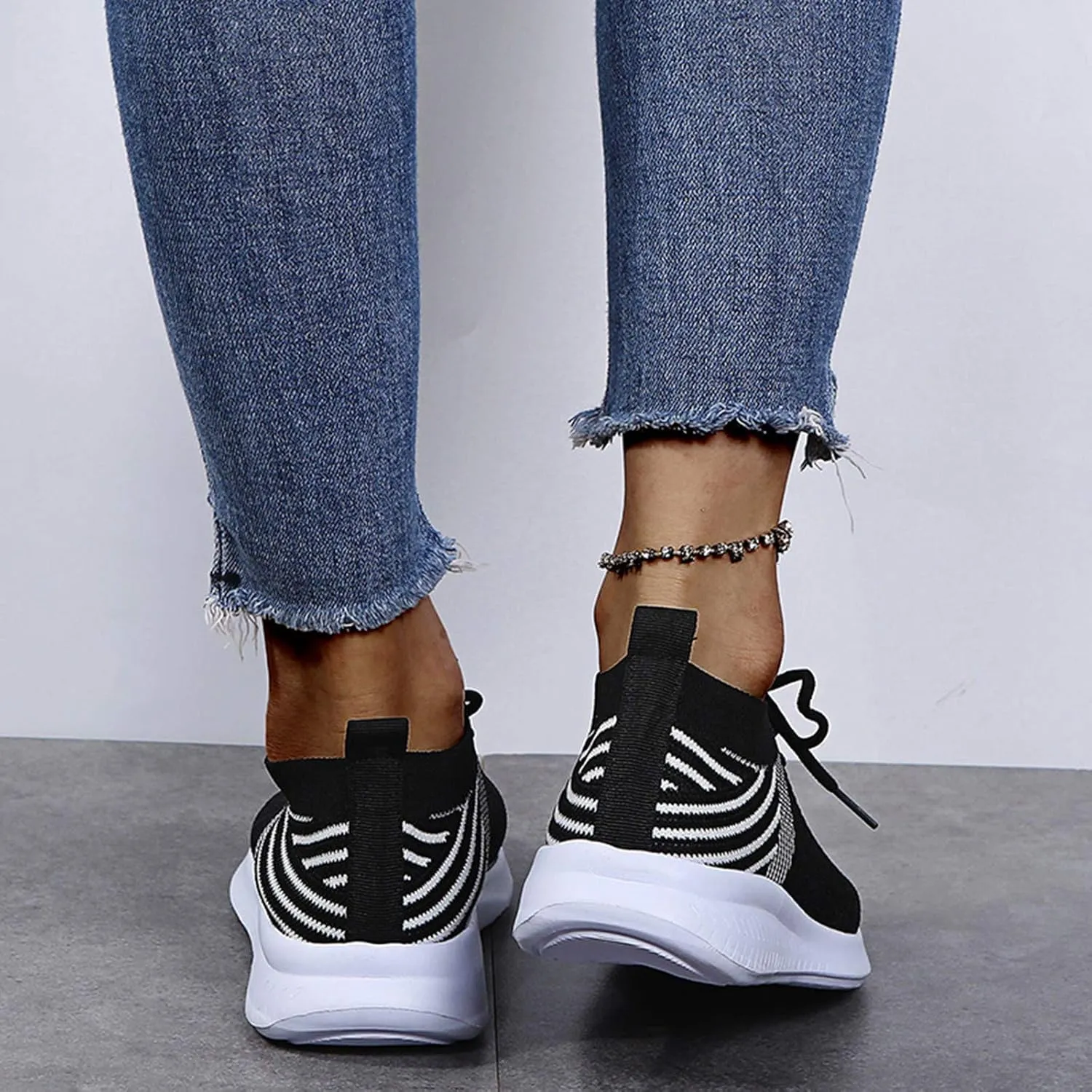 High Top Sneakers for Women Wide Width Walking Shoes for Women with Arch Support and Comfort Wide Nurses Tennis Shoes for Women Comfortable Non Slip All Black Womens Running Shoes Slip On Sneakers