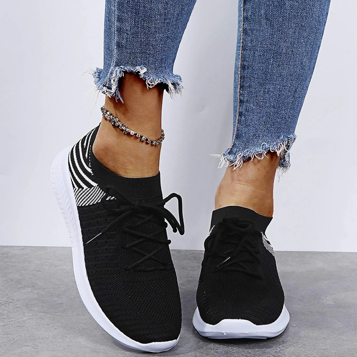 High Top Sneakers for Women Wide Width Walking Shoes for Women with Arch Support and Comfort Wide Nurses Tennis Shoes for Women Comfortable Non Slip All Black Womens Running Shoes Slip On Sneakers