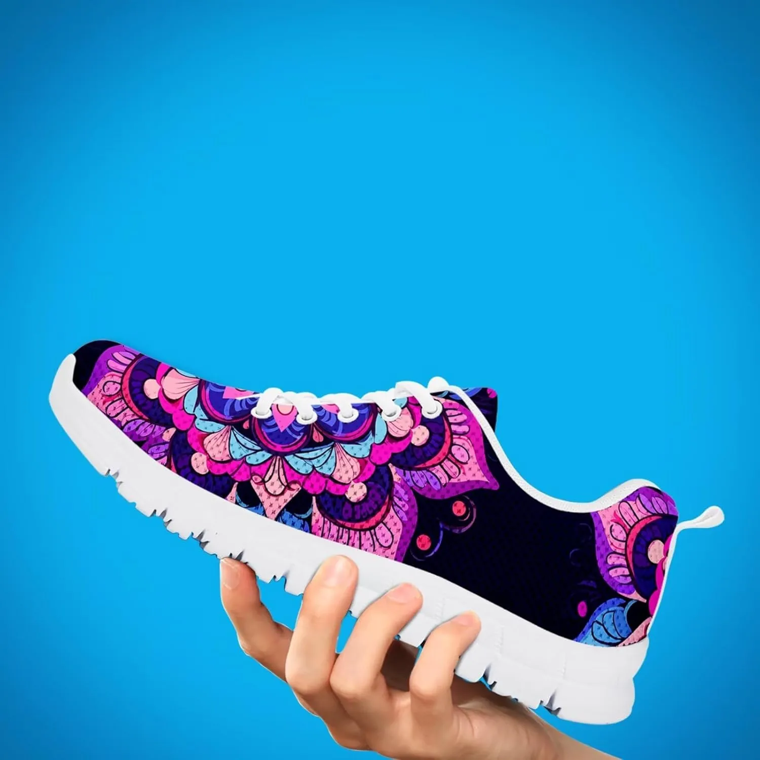 Jeiento Unisex Outdoor Running Shoes - White With Multicolor - Women, Men, Teenager - Non Slip, Breathable, Flexible - Running, Workouts - Casual, Spring, Summer, Fall