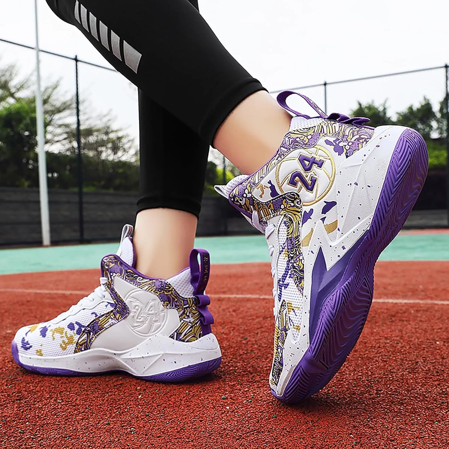 Kids Basketball Shoes High Top Youth Fashion Sneakers Girls Casual Sports Basketball Shoes Breathable Comfortable Boys Sneakers for Big Kids