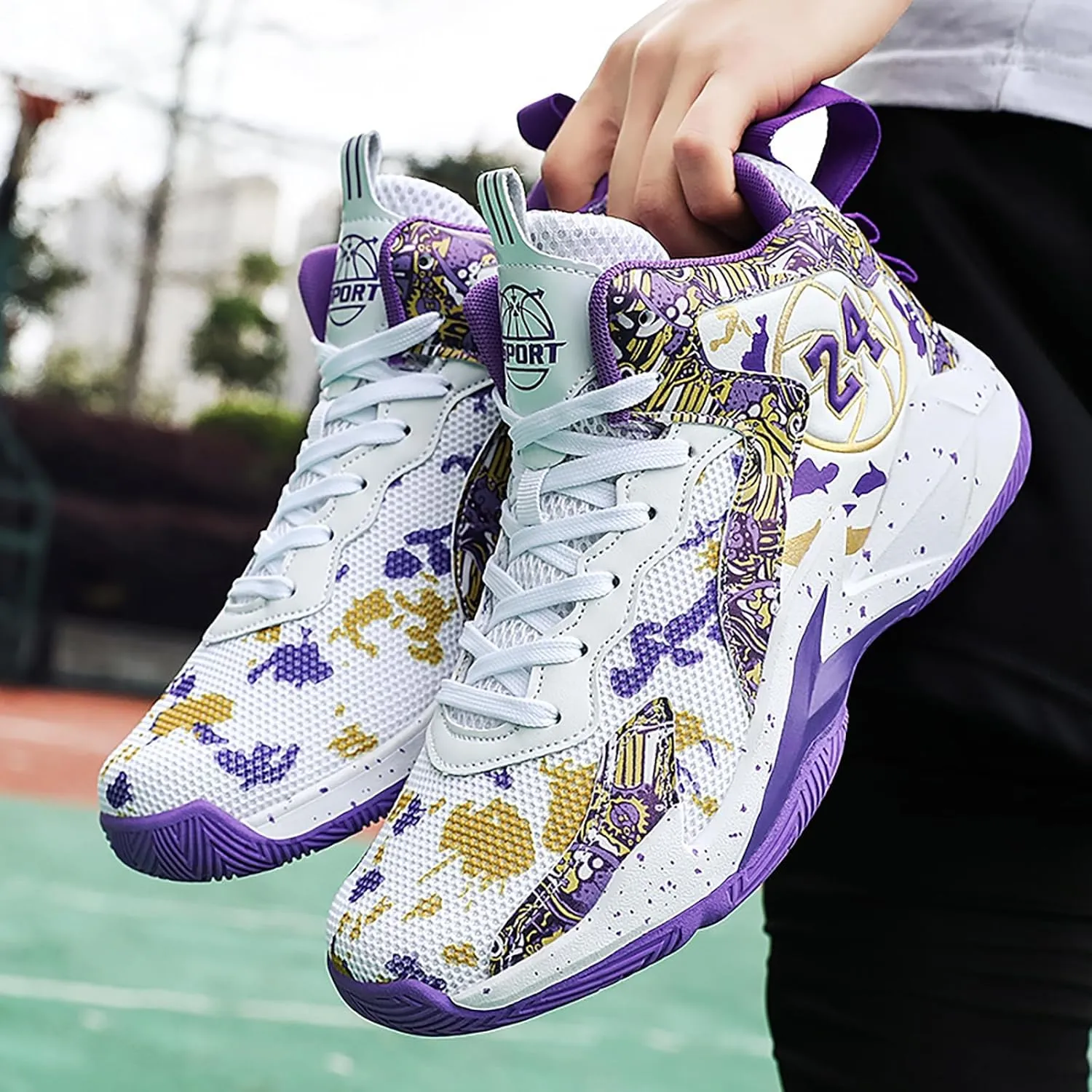 Kids Basketball Shoes High Top Youth Fashion Sneakers Girls Casual Sports Basketball Shoes Breathable Comfortable Boys Sneakers for Big Kids