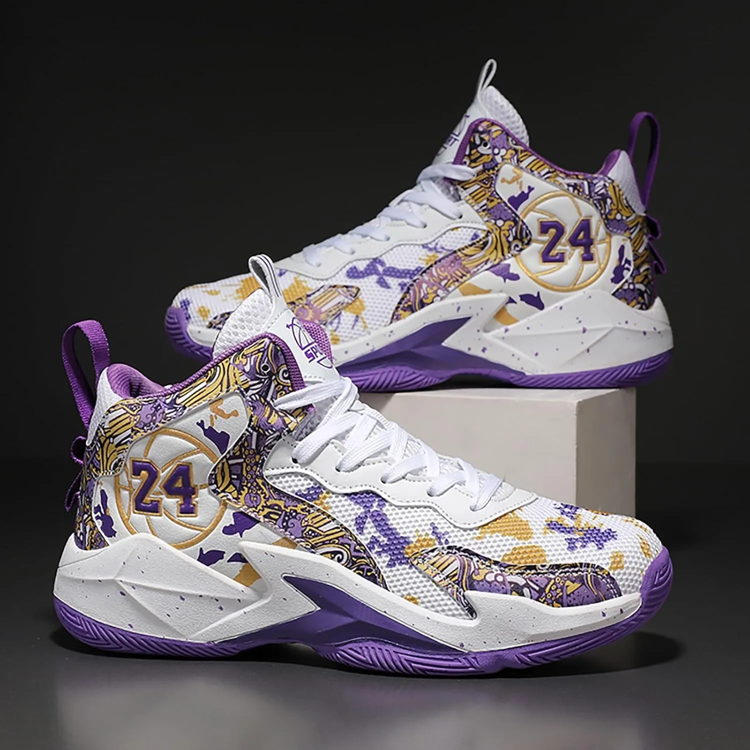 Kids Basketball Shoes High Top Youth Fashion Sneakers Girls Casual Sports Basketball Shoes Breathable Comfortable Boys Sneakers for Big Kids
