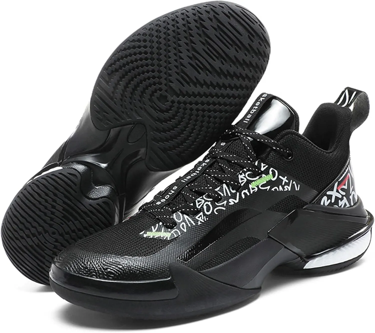 Lace Up Graffiti Fashionable Lightweight Casual Basketball Shoes Skateboarding Shoes for Men Women