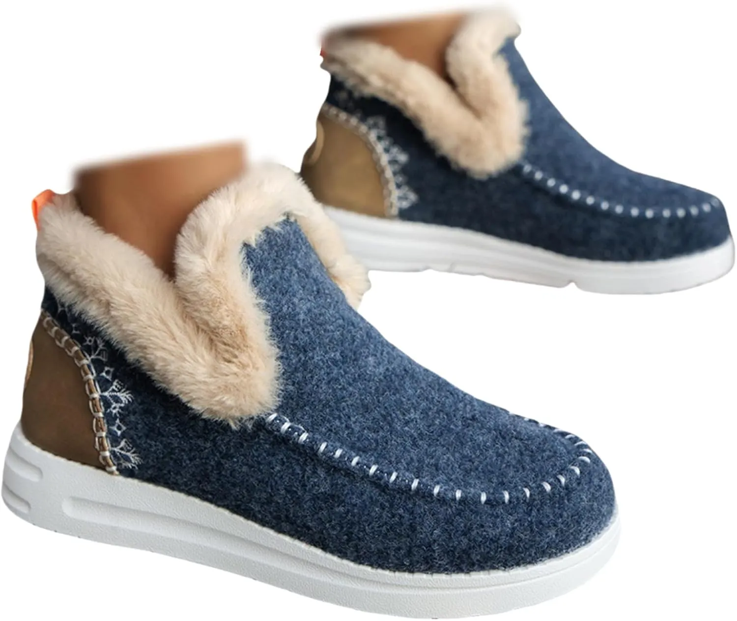 Ladmiple Winter Boots For Women 2024 Fashion Snow Boots Slip on Warm Comfortable Fur Lined Ankle Booties Loafers Shoes