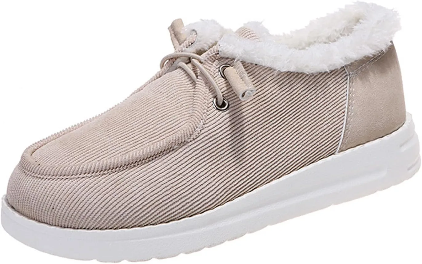 Ladmiple Winter Boots For Women Cute Warm Fur Lined Snow Boots Slip On Comfortable Fashion Outdoor Short Ankle Booties
