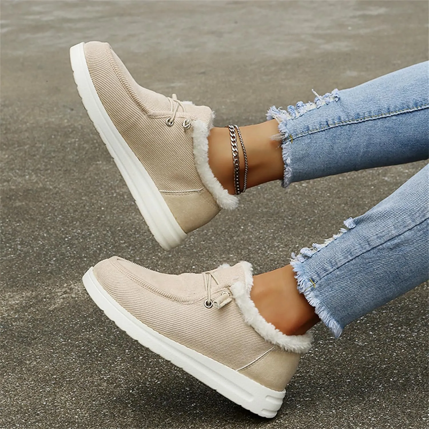 Ladmiple Winter Boots For Women Cute Warm Fur Lined Snow Boots Slip On Comfortable Fashion Outdoor Short Ankle Booties