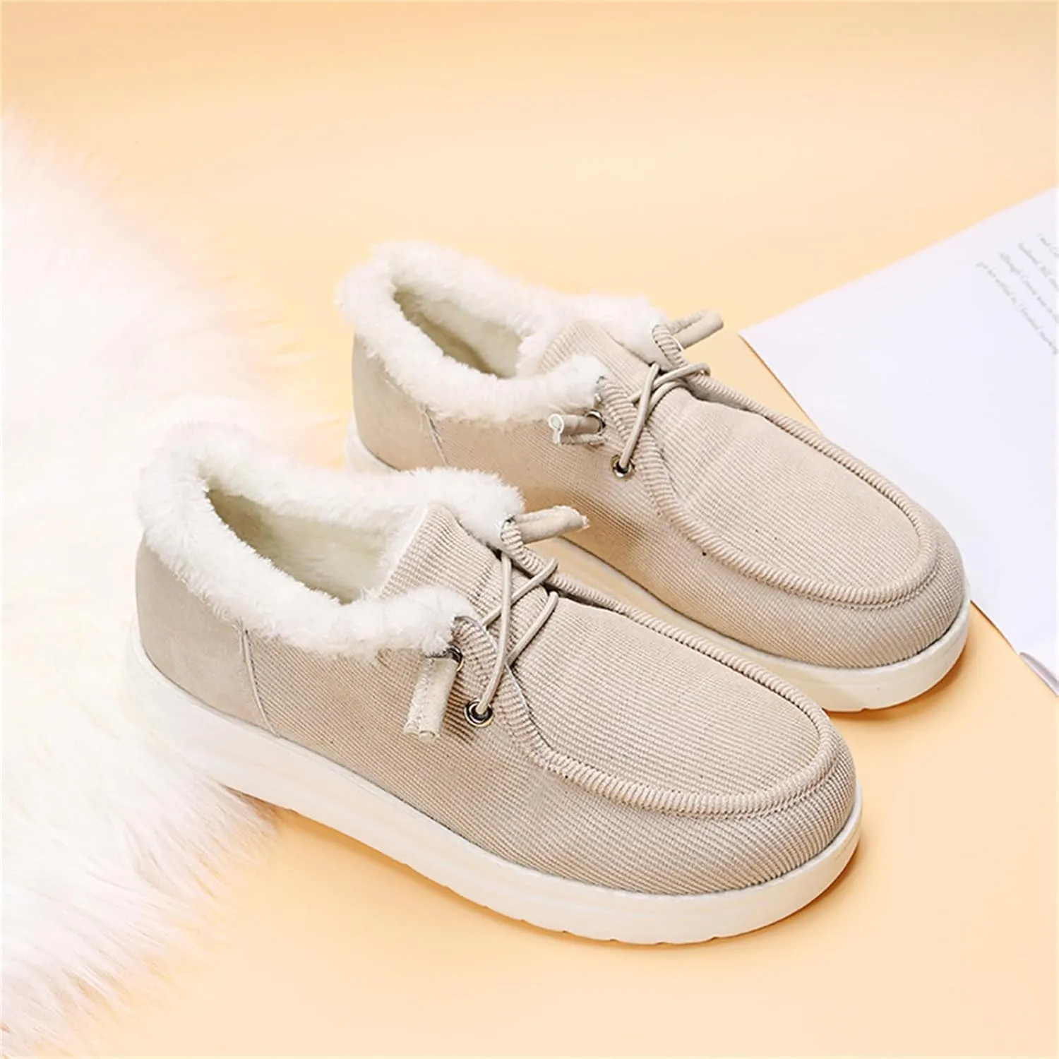 Ladmiple Winter Boots For Women Cute Warm Fur Lined Snow Boots Slip On Comfortable Fashion Outdoor Short Ankle Booties