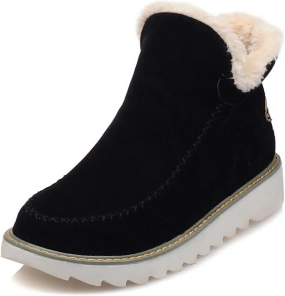 Ladmiple Winter Boots For Women With Fur Lined Warm Snow Boots Outdoor Short Ankle Booties Slip On Comfortable Shoes