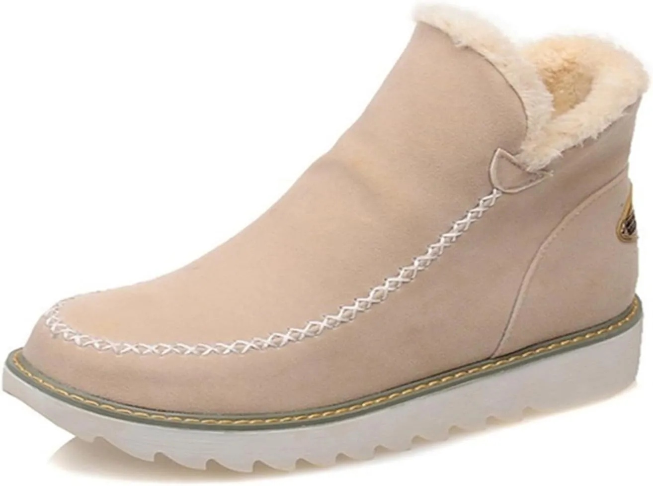 Ladmiple Winter Boots For Women With Fur Lined Warm Snow Boots Outdoor Short Ankle Booties Slip On Comfortable Shoes