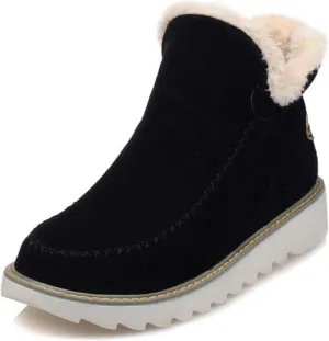 Ladmiple Winter Boots For Women With Fur Lined Warm Snow Boots Outdoor Short Ankle Booties Slip On Comfortable Shoes