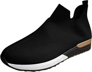 Lausiuoe Slip On Sneakers Women Wide Width Walking Running Shoes Ladies Slip-on Mesh Lightweight Breathable Tennis Shoes