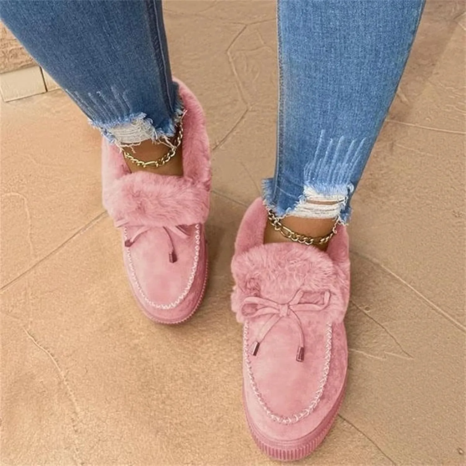 Lausiuoe Snow Boots For Women Wide Width Winter booties Fur Lined Warm Fuzzy Casual Trendy Outdoor Comfortable Shoes