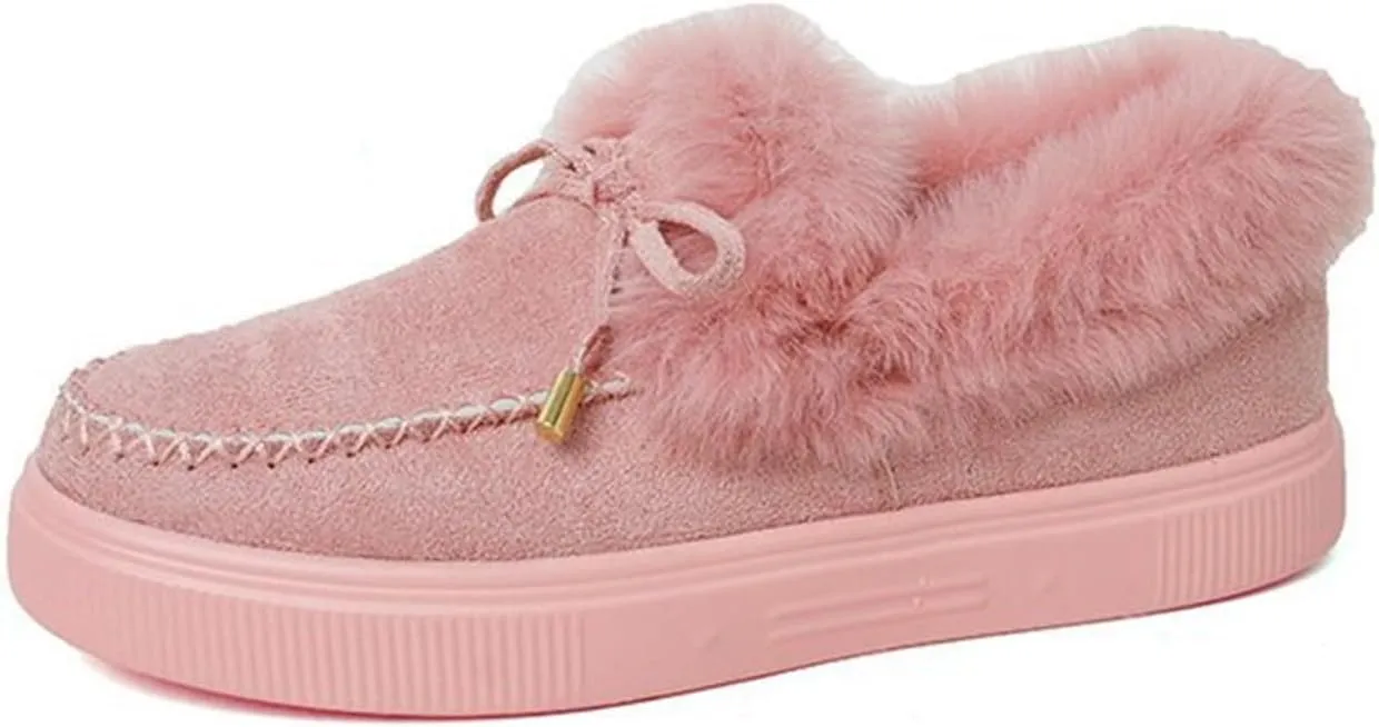 Lausiuoe Snow Boots For Women Wide Width Winter booties Fur Lined Warm Fuzzy Casual Trendy Outdoor Comfortable Shoes