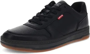Levi's Mens Drive Lo Synthetic Leather Casual Lace Up Sneaker Shoe, Black/Gum, 9.5 M
