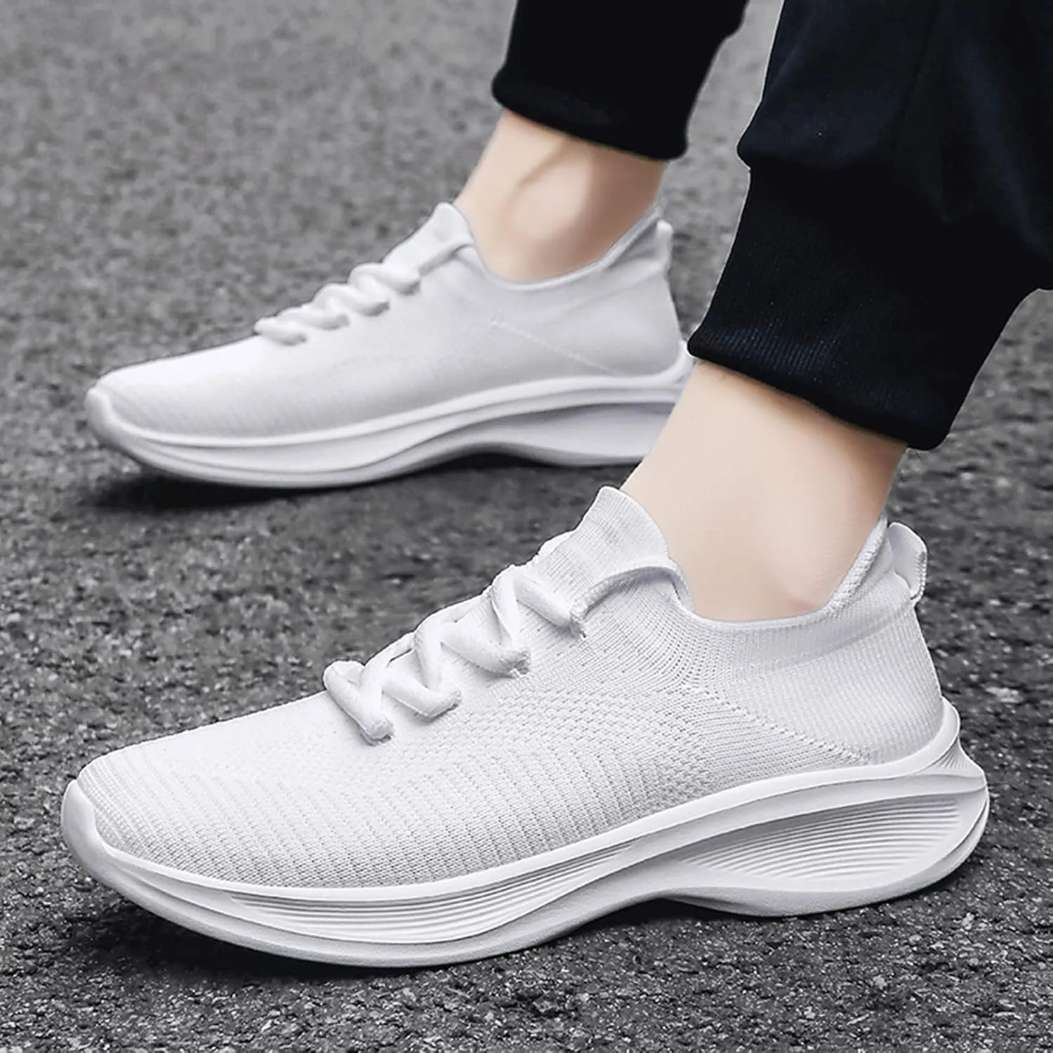 Lightweight Arch Support Sneakers for Men Comfortable Breathable Lightweight Tennis Shoe Casual Stretch Sneaker