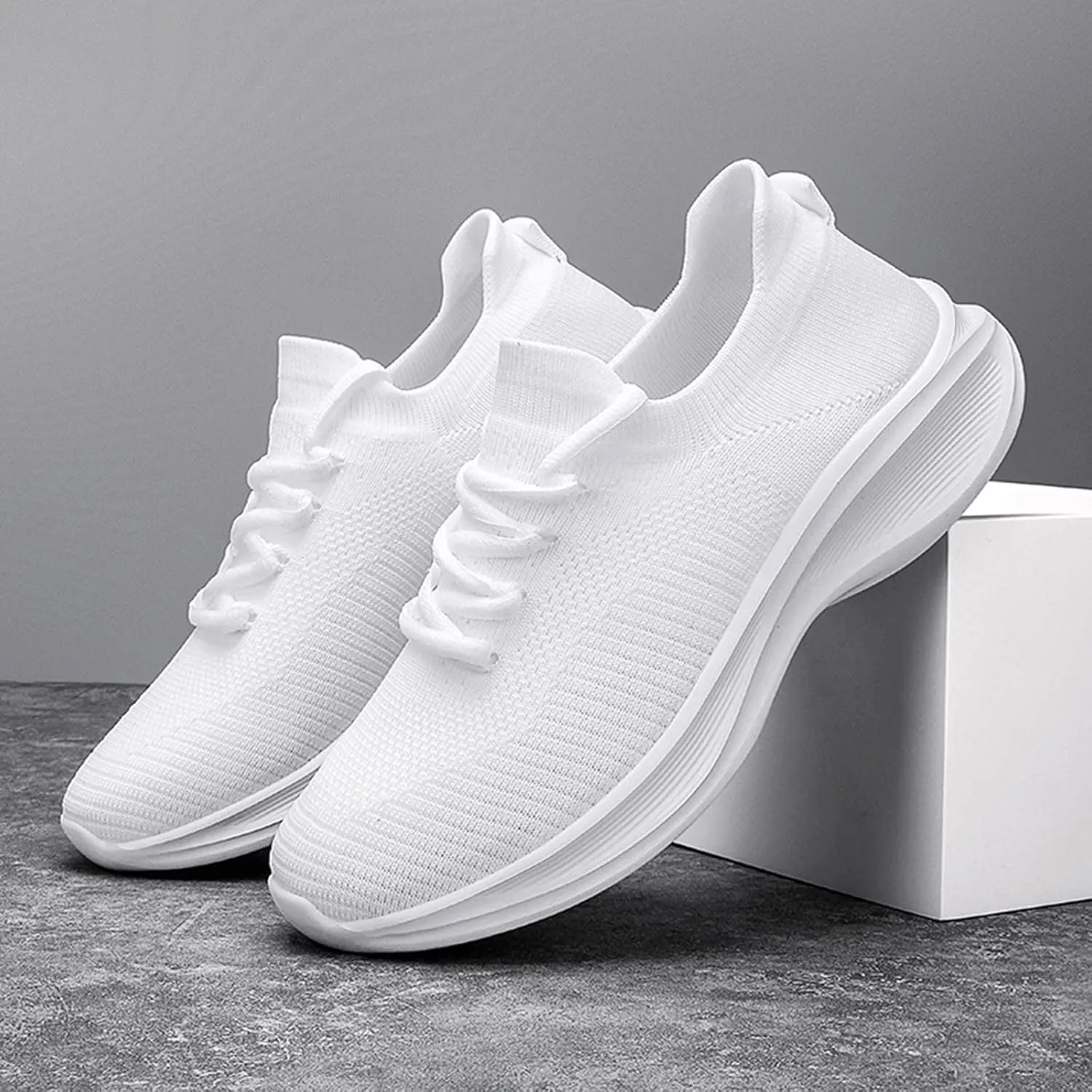Lightweight Arch Support Sneakers for Men Comfortable Breathable Lightweight Tennis Shoe Casual Stretch Sneaker