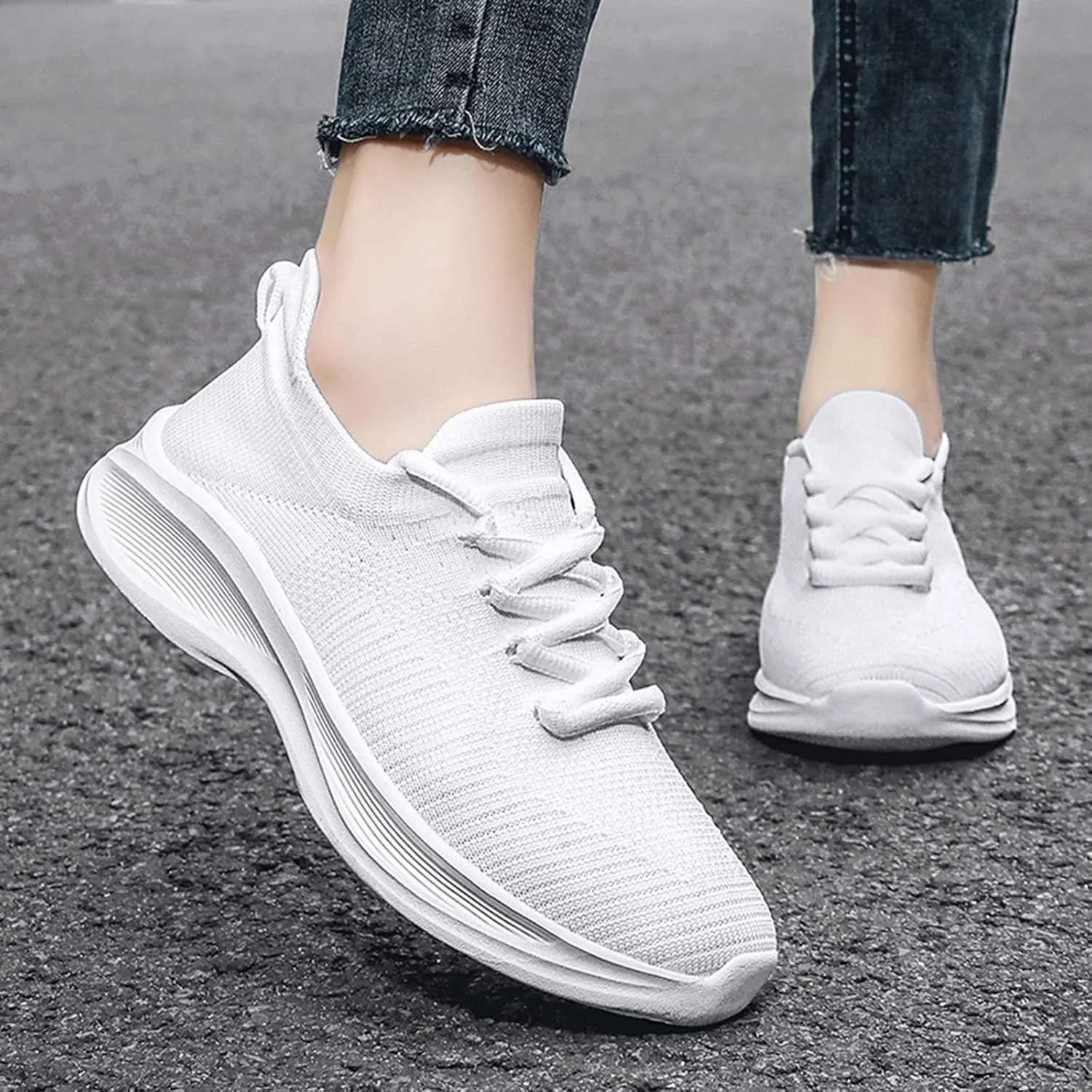 Lightweight Arch Support Sneakers for Men Comfortable Breathable Lightweight Tennis Shoe Casual Stretch Sneaker