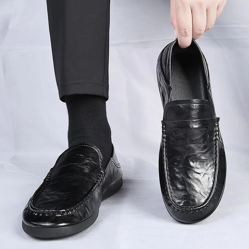 Luxury Finish Men's Oxford Business Shoes Genuine Leather Formal Dress Shoes Non-Marking Sole Office Wear
