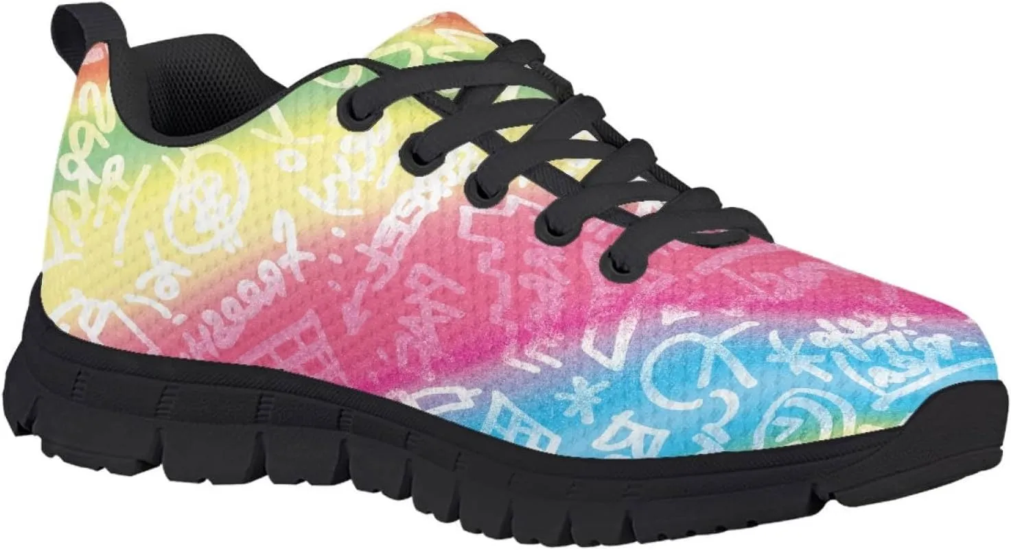 MARSVOVO Boys Girls Walking Shoes Non Slip Flexible Athletic Lightweight Breathable Printed Sneakers for Kids Most Comfortable Classic Printed Casual Fashion Non Slip Sport Kids Running Shoes