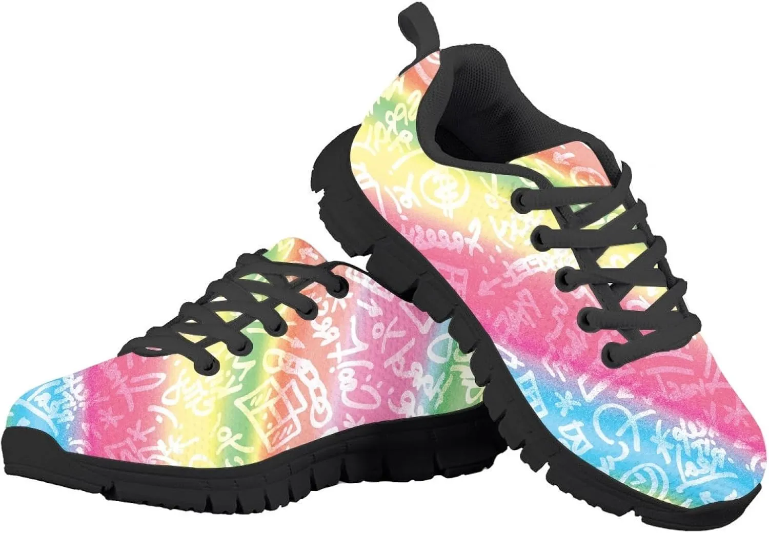 MARSVOVO Boys Girls Walking Shoes Non Slip Flexible Athletic Lightweight Breathable Printed Sneakers for Kids Most Comfortable Classic Printed Casual Fashion Non Slip Sport Kids Running Shoes