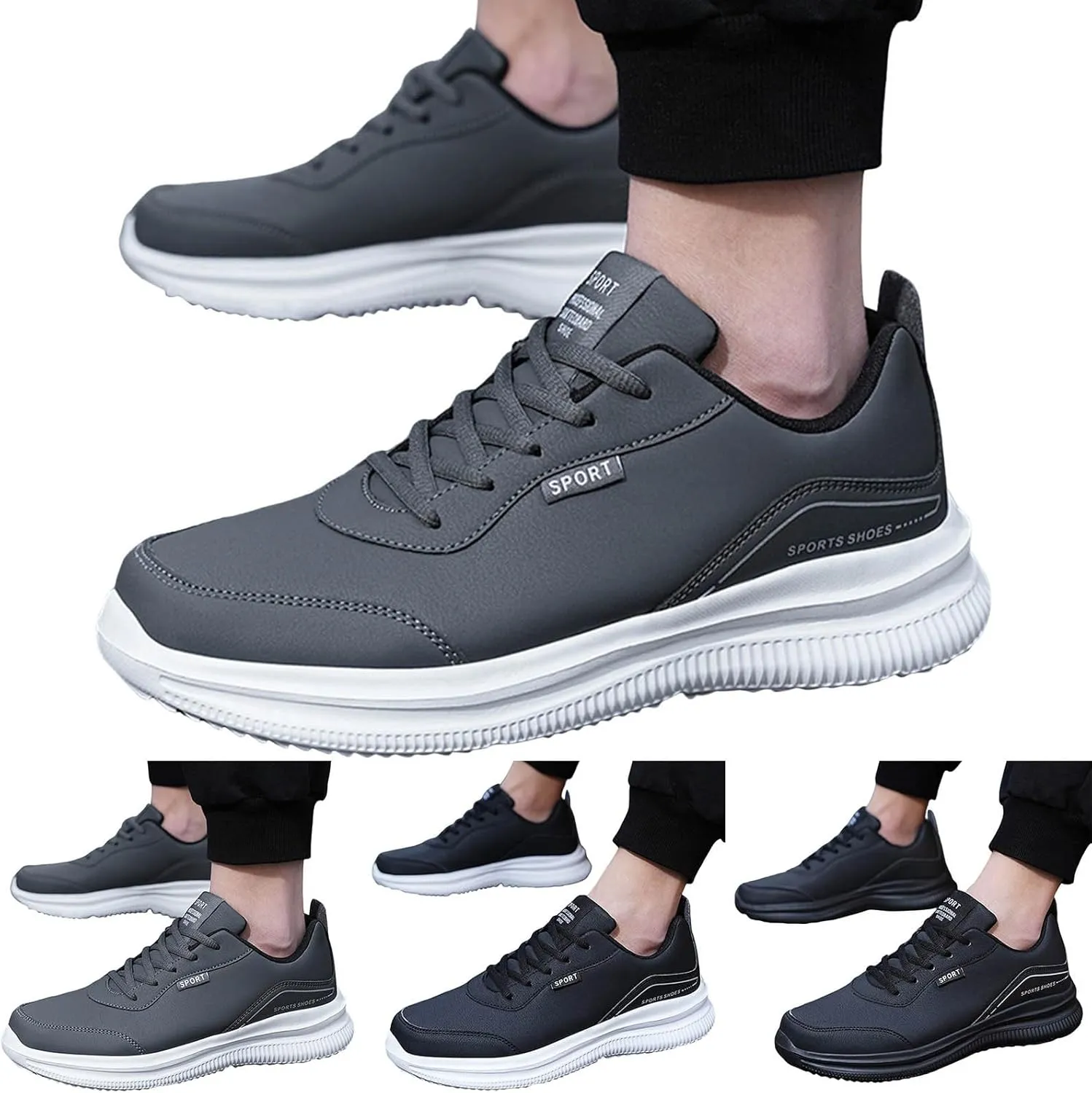 Men Casual Sports Shoes New Pattern Solid Color Four Season Thick Sole Flat Bottom Casual Dressing Shoes for Men