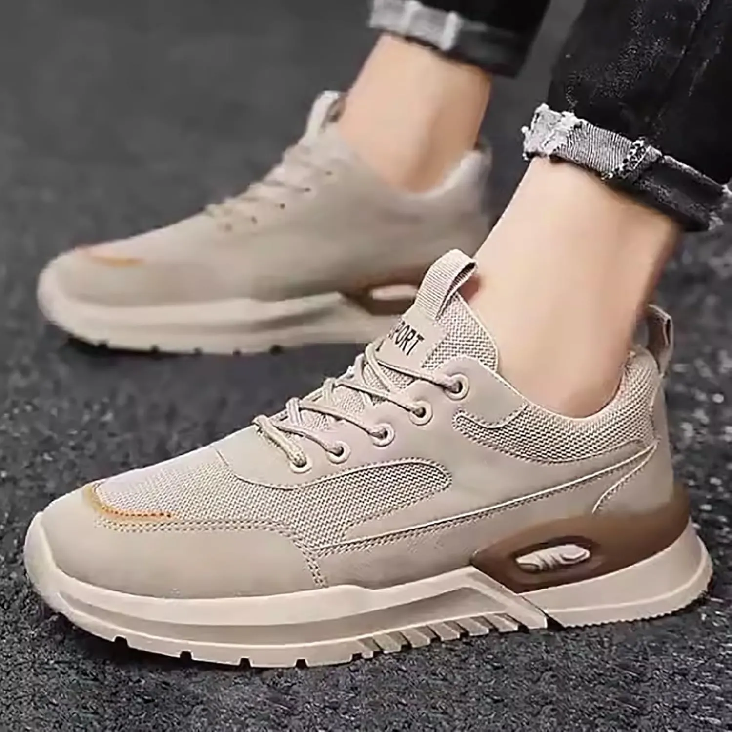 Men Low Top Breathable Running PU Casual Sneaker Sport Shoes Light Weight Mens Shoes