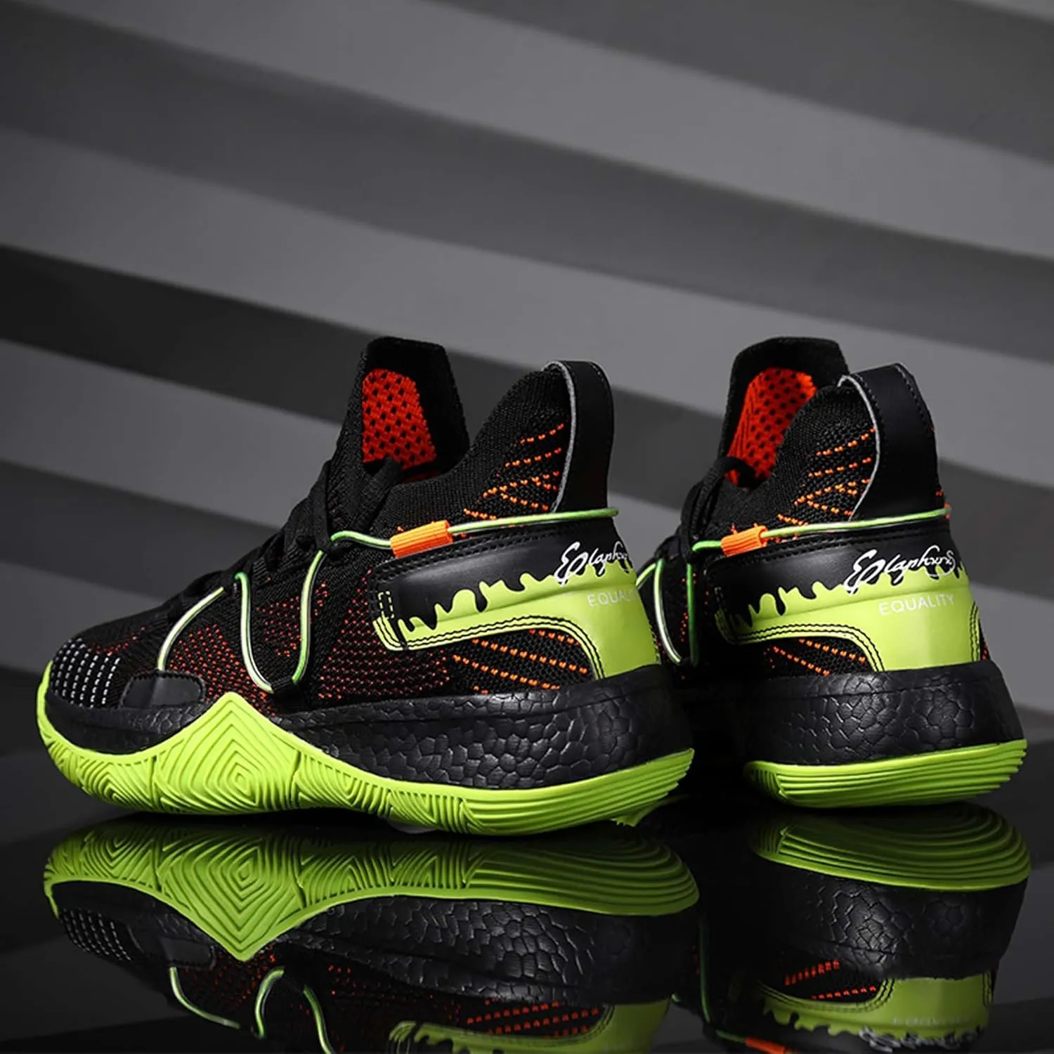 Men's and Women's Lace Up Basketball Shoes Comfortable and Breathable Sports Shoes Anti Slip and Wear-Resistant Outdoor Shoes Men's Anti Slip Work Shoes Black Casual Sports Shoes