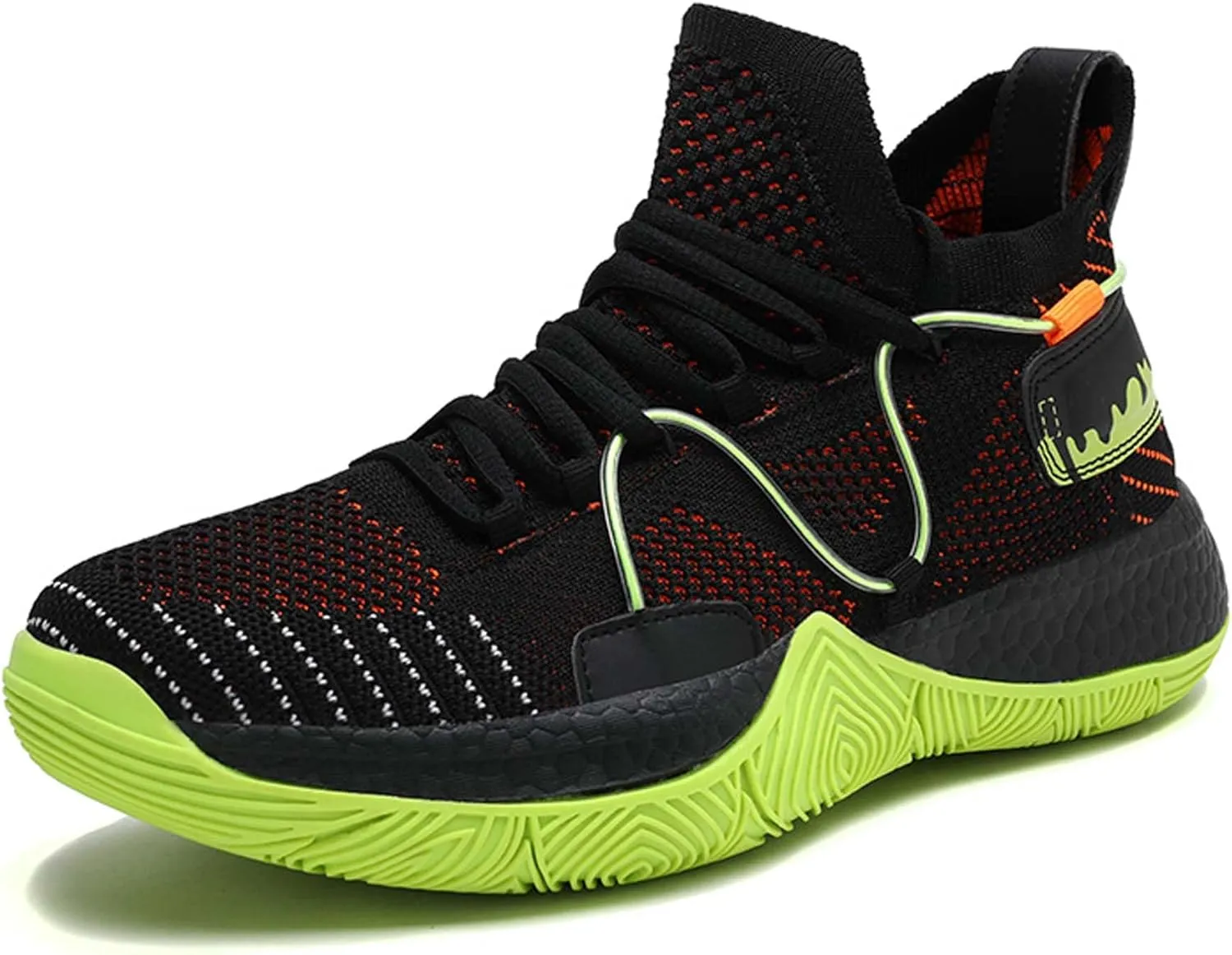 Men's and Women's Lace Up Basketball Shoes Comfortable and Breathable Sports Shoes Anti Slip and Wear-Resistant Outdoor Shoes Men's Anti Slip Work Shoes Black Casual Sports Shoes