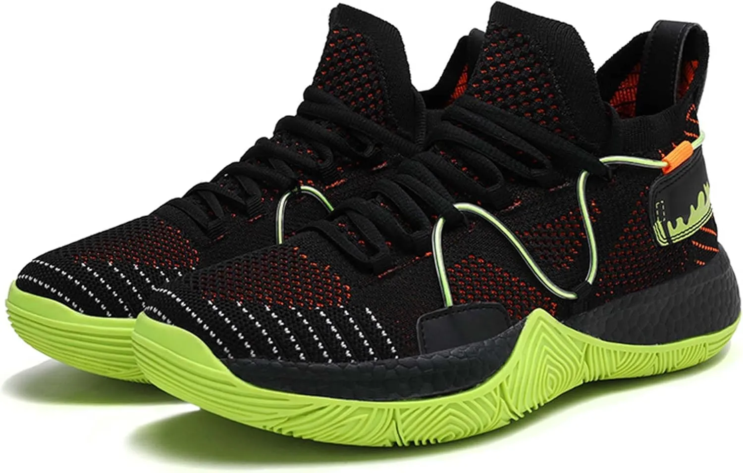 Men's and Women's Lace Up Basketball Shoes Comfortable and Breathable Sports Shoes Anti Slip and Wear-Resistant Outdoor Shoes Men's Anti Slip Work Shoes Black Casual Sports Shoes
